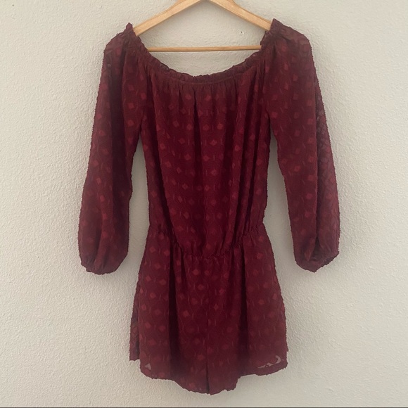 Buddy Love Red Long Sleeve Off Shoulder Romper - Picture 1 of 3